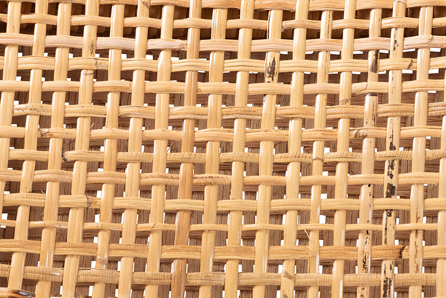 bali & pari Chatura Natural Rattan and Mahogany Wood 2-Piece Bar Stool Set - Handwoven Wicker Stool with Angled Back, Coastal Boho Seating for Lounge, Bar Height