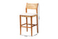 bali & pari Chatura Natural Rattan and Mahogany Wood 2-Piece Bar Stool Set - Handwoven Wicker Stool with Angled Back, Coastal Boho Seating for Lounge, Bar Height