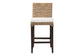 bali & pari Fatima Natural Rattan Counter Stool with Cushion - Handwoven Wicker Stool with Basketweave Back and Seat, Coastal Boho Seating for Kitchen or Dining Area