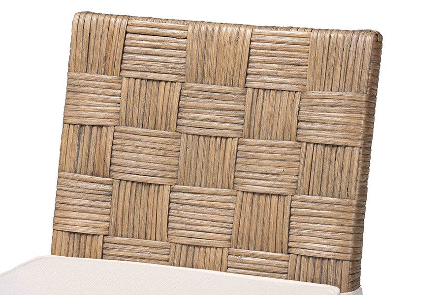 bali & pari Fatima Natural Rattan Counter Stool with Cushion - Handwoven Wicker Stool with Basketweave Back and Seat, Coastal Boho Seating for Kitchen or Dining Area