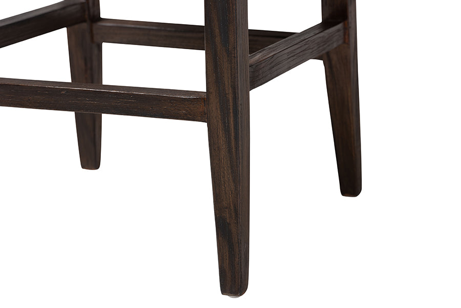bali & pari Fatima Natural Rattan Counter Stool with Cushion - Handwoven Wicker Stool with Basketweave Back and Seat, Coastal Boho Seating for Kitchen or Dining Area