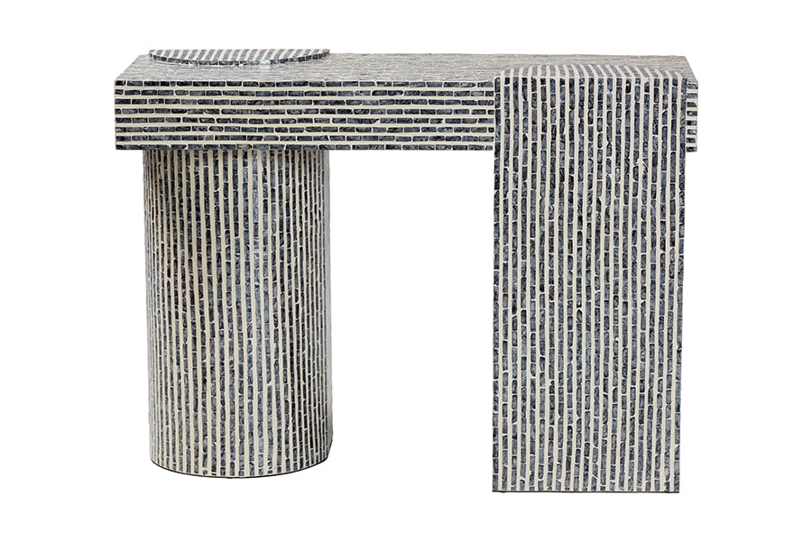 bali & pari Tawana Capiz Shell Console Table with Geometric Pattern - Modern Decorative Accent Table for Entryway or Living Room
