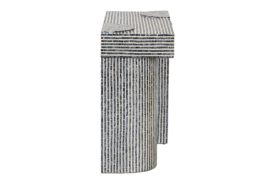 bali & pari Tawana Capiz Shell Console Table with Geometric Pattern - Modern Decorative Accent Table for Entryway or Living Room