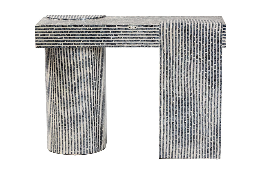 bali & pari Tawana Capiz Shell Console Table with Geometric Pattern - Modern Decorative Accent Table for Entryway or Living Room