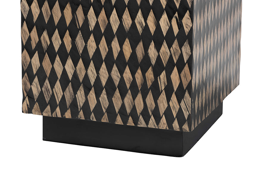 bali & pari Paulo Decorative End Table with Bamboo Diamond Pattern - Modern Accent Side Table for Living Room or Bedroom, Square