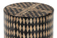 bali & pari Paulo Decorative End Table with Bamboo Diamond Pattern - Modern Accent Side Table for Living Room or Bedroom, Round