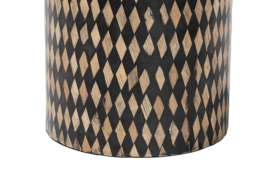 bali & pari Paulo Decorative End Table with Bamboo Diamond Pattern - Modern Accent Side Table for Living Room or Bedroom, Round