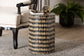 bali & pari Paulo Decorative End Table with Bamboo Diamond Pattern - Modern Accent Side Table for Living Room or Bedroom, Round