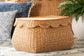 bali & pari Ayleen Natural Rattan Basket with Scalloped Lid - Handwoven Wicker Storage Box, Boho Coastal Home Decor, Small