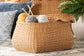 bali & pari Ayleen Natural Rattan Basket with Scalloped Lid - Handwoven Wicker Storage Box, Boho Coastal Home Decor, Small