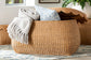 bali & pari Ayleen Natural Rattan Basket with Scalloped Lid - Handwoven Wicker Storage Box, Boho Coastal Home Decor, Large