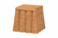 bali & pari Andrea Natural Rattan End Table - Handwoven Wicker Accent Table with Pleated Skirt, Boho Coastal Side Table