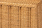 bali & pari Andrea Natural Rattan Console Table - Handwoven Wicker Accent Table with Pleated Skirt, Boho Coastal Decor
