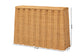 bali & pari Andrea Natural Rattan Console Table - Handwoven Wicker Accent Table with Pleated Skirt, Boho Coastal Decor