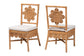 bali & pari Abagale Natural Rattan 2-Piece Dining Chair Set - Handwoven Wicker Accent Side Chair with Floral Back and Removable Cushion, Artisanal Seating for Kitchen or Dining Room