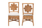 bali & pari Abagale Natural Rattan 2-Piece Dining Chair Set - Handwoven Wicker Accent Side Chair with Floral Back and Removable Cushion, Artisanal Seating for Kitchen or Dining Room