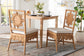 bali & pari Abagale Natural Rattan 2-Piece Dining Chair Set - Handwoven Wicker Accent Side Chair with Floral Back and Removable Cushion, Artisanal Seating for Kitchen or Dining Room