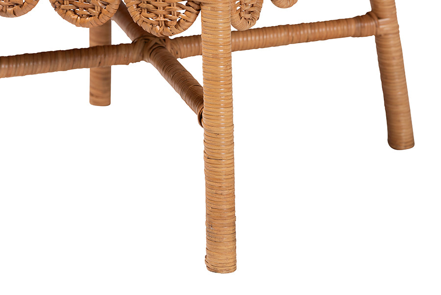 bali & pari Abia Natural Rattan 2-Piece Dining Chair Set - Handwoven Wicker Accent Side Chair with Bow and Ribbon Design, Artisanal Seating for Kitchen or Dining Room