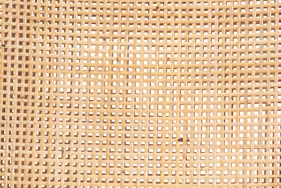 bali & pari Alexis Natural Rattan Dining Chair - Handcrafted Wingback Accent Chair with Woven Back and Removable Seat Cushion, Coastal Boho Seating for Kitchen or Dining Room