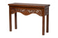 bali & pari Alannis Mahogany Wood Console Table - Accent Table with Carved Floral Apron for Entryway, Living Room, or Hallway