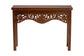 bali & pari Alannis Mahogany Wood Console Table - Accent Table with Carved Floral Apron for Entryway, Living Room, or Hallway