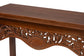bali & pari Alannis Mahogany Wood Console Table - Accent Table with Carved Floral Apron for Entryway, Living Room, or Hallway