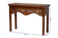 bali & pari Alannis Mahogany Wood Console Table - Accent Table with Carved Floral Apron for Entryway, Living Room, or Hallway