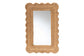 bali & pari Makoto Scalloped Natural Rattan Wall Mirror - Handwoven Wicker Rectangle Frame, Boho Coastal Accent Wall Decor for Entryway, Bedroom, or Living Room