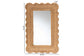 bali & pari Makoto Scalloped Natural Rattan Wall Mirror - Handwoven Wicker Rectangle Frame, Boho Coastal Accent Wall Decor for Entryway, Bedroom, or Living Room