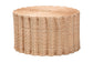 bali & pari Kensley Natural Rattan Coffee Table - Handwoven Wicker Round Accent Table with Scalloped Silhouette, Boho Coastal Style Decor for Living Rooms or Lounges