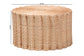 bali & pari Kensley Natural Rattan Coffee Table - Handwoven Wicker Round Accent Table with Scalloped Silhouette, Boho Coastal Style Decor for Living Rooms or Lounges