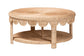 bali & pari Latoya Natural Rattan Coffee Table - Handwoven Round Wicker Table with Scalloped Apron and Lower Shelf, Coastal Boho Living Room Accent Furniture