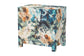 Baxton Studio Adeline End Table with Printed Nature Motif - 3-Drawer Storage Cabinet with Gold Knobs