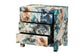 Baxton Studio Adeline End Table with Printed Nature Motif - 3-Drawer Storage Cabinet with Gold Knobs