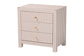 Baxton Studio Javianne End Table with Striped Faux Leather - 3-Drawer Storage Cabinet with Gold Knobs