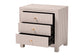 Baxton Studio Javianne End Table with Striped Faux Leather - 3-Drawer Storage Cabinet with Gold Knobs