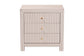 Baxton Studio Javianne End Table with Striped Faux Leather - 3-Drawer Storage Cabinet with Gold Knobs