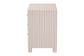 Baxton Studio Javianne End Table with Striped Faux Leather - 3-Drawer Storage Cabinet with Gold Knobs