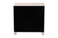 Baxton Studio Javianne End Table with Striped Faux Leather - 3-Drawer Storage Cabinet with Gold Knobs