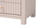Baxton Studio Javianne End Table with Striped Faux Leather - 3-Drawer Storage Cabinet with Gold Knobs