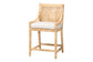 bali & pari Alexis Natural Rattan Counter Stool - Handcrafted Wingback Counter Chair with Woven Back and Removable Seat Cushion, Coastal Boho Style Seating for Kitchen Island or Dining Area