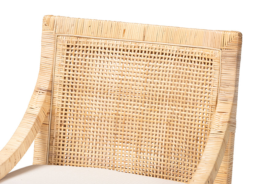 bali & pari Alexis Natural Rattan Counter Stool - Handcrafted Wingback Counter Chair with Woven Back and Removable Seat Cushion, Coastal Boho Style Seating for Kitchen Island or Dining Area