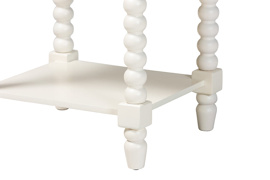 Baxton Studio Raynera End Table with Bobbin Legs - 1-Drawer Accent Table with Spindle Turned Legs and Open Shelf, Cottage Farmhouse Style Side Table for Living Room