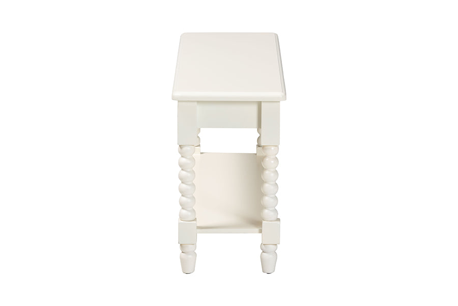 Baxton Studio Bayard Accent Bench with Bobbin Legs - Spindle Leg Entryway Bench with Shelf, Cottage Farmhouse Style Hallway or Mudroom Seating