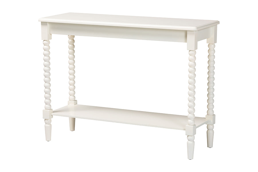 Baxton Studio Bayard Console Table with Bobbin Legs - Spindle Leg Accent Table with Shelf, Cottage Farmhouse Entryway or Living Room Furniture
