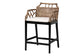 bali & pari Abiel Natural Rattan Counter Stool with Arms and Removable Cushion - Handwoven Wicker Stool with Mahogany Wood Frame, Coastal Boho Seating for Kitchen or Dining Area