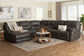 Baxton Studio Mistral 6-Piece Reclining Sectional Sofa with Left-facing Chaise Lounge - Suede Upholstered Modular Sectional with Storage