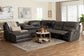 Baxton Studio Mistral 6-Piece Reclining Sectional Sofa with Left-facing Chaise Lounge - Suede Upholstered Modular Sectional with Storage