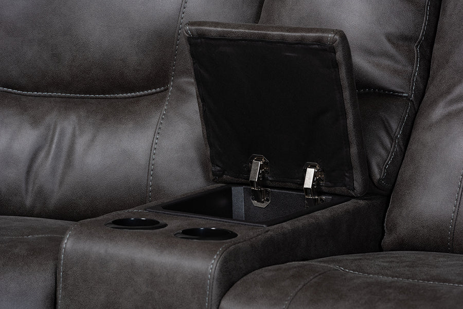 Baxton Studio Mistral 6-Piece Reclining Sectional Sofa with Left-facing Chaise Lounge - Suede Upholstered Modular Sectional with Storage