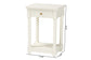 Baxton Studio Terentia Nightstand with Bobbin Legs - 1-Drawer Bedroom Side Table with Storage Shelf, White